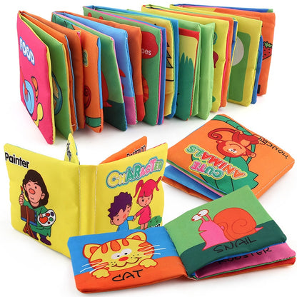 Three-Dimensional Baby Books Cloth Book Early Education Toy English Palm Book Animal Digital Cognition Baby Cloth Book