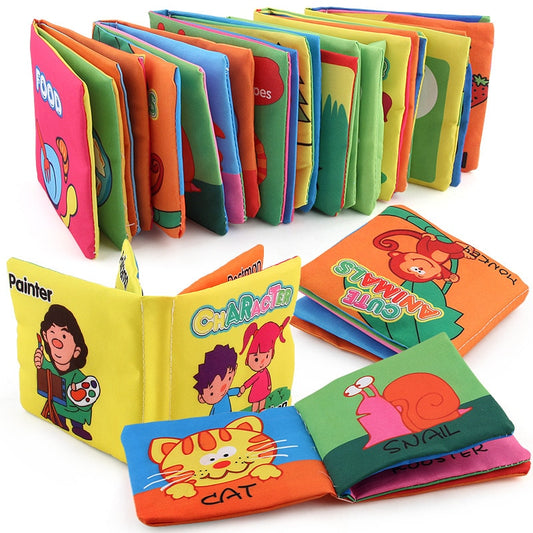 Three-Dimensional Baby Books Cloth Book Early Education Toy English Palm Book Animal Digital Cognition Baby Cloth Book