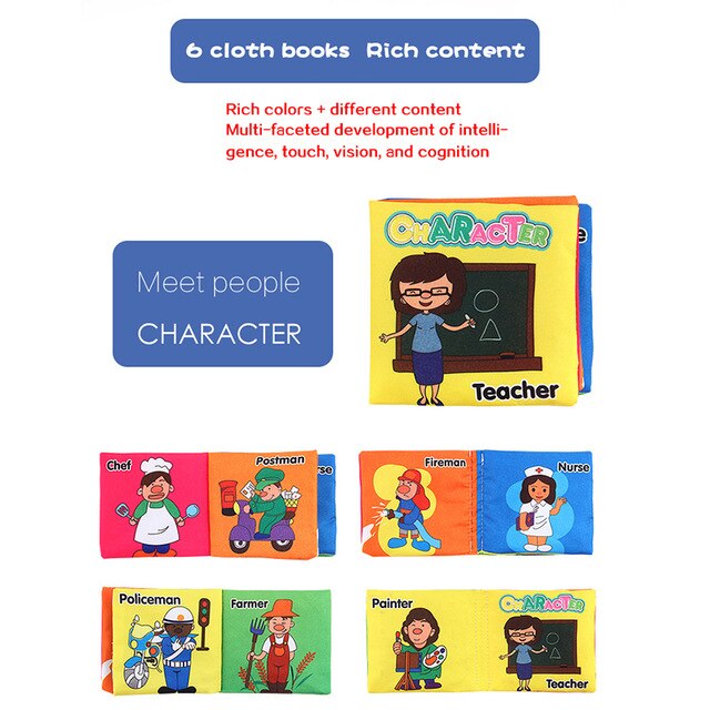 Three-Dimensional Baby Books Cloth Book Early Education Toy English Palm Book Animal Digital Cognition Baby Cloth Book