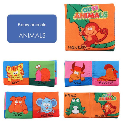 Three-Dimensional Baby Books Cloth Book Early Education Toy English Palm Book Animal Digital Cognition Baby Cloth Book