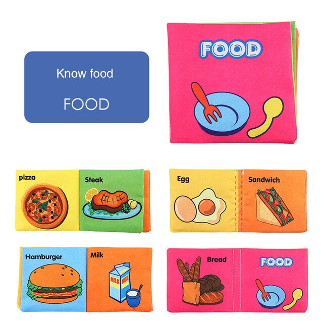 Three-Dimensional Baby Books Cloth Book Early Education Toy English Palm Book Animal Digital Cognition Baby Cloth Book
