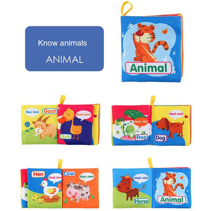 Three-Dimensional Baby Books Cloth Book Early Education Toy English Palm Book Animal Digital Cognition Baby Cloth Book