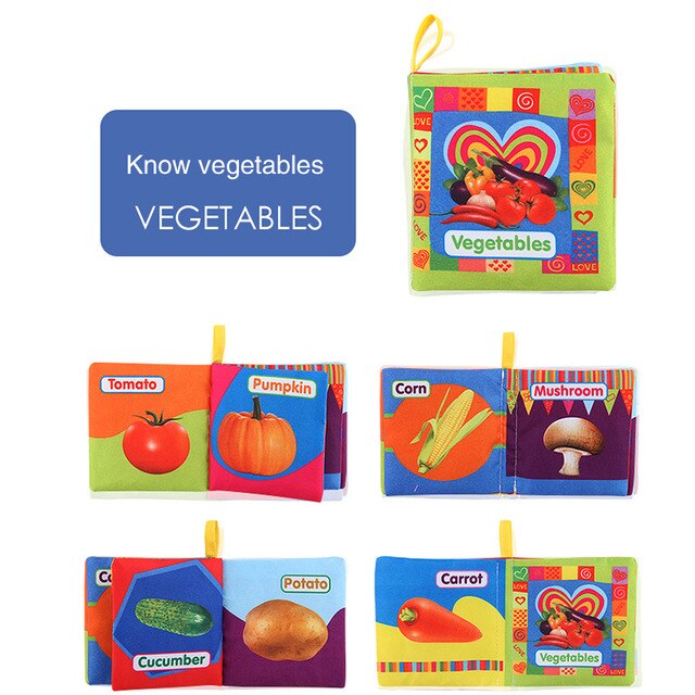 Three-Dimensional Baby Books Cloth Book Early Education Toy English Palm Book Animal Digital Cognition Baby Cloth Book