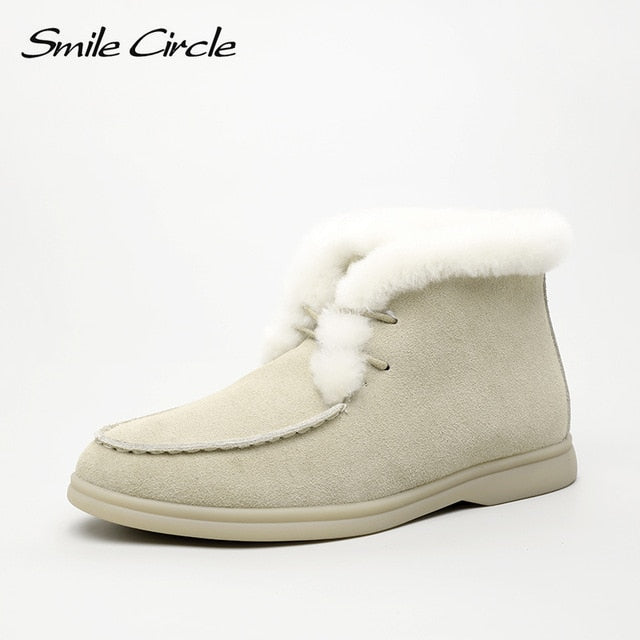 Smile Circle Women Snow Boots Natural fur
