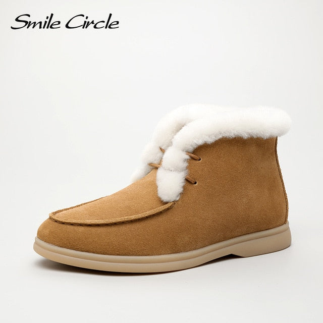 Smile Circle Women Snow Boots Natural fur