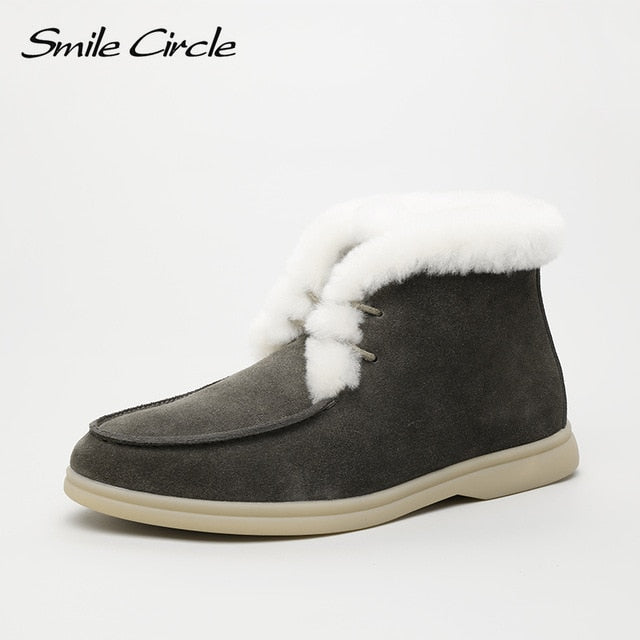 Smile Circle Women Snow Boots Natural fur