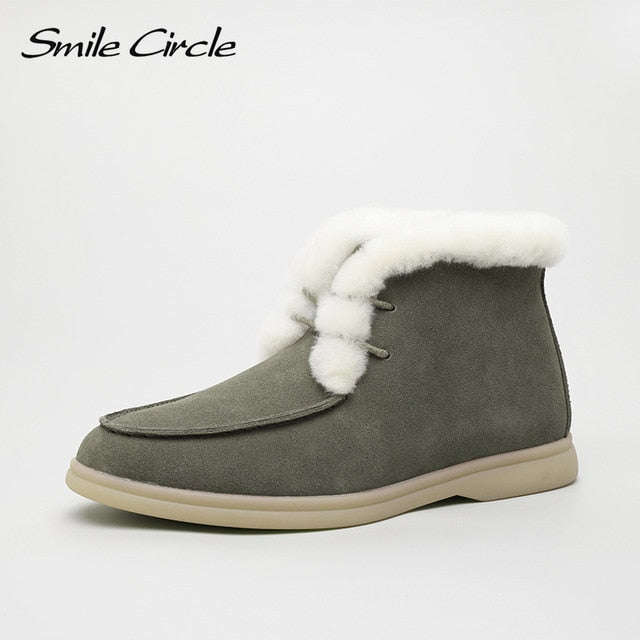 Smile Circle Women Snow Boots Natural fur