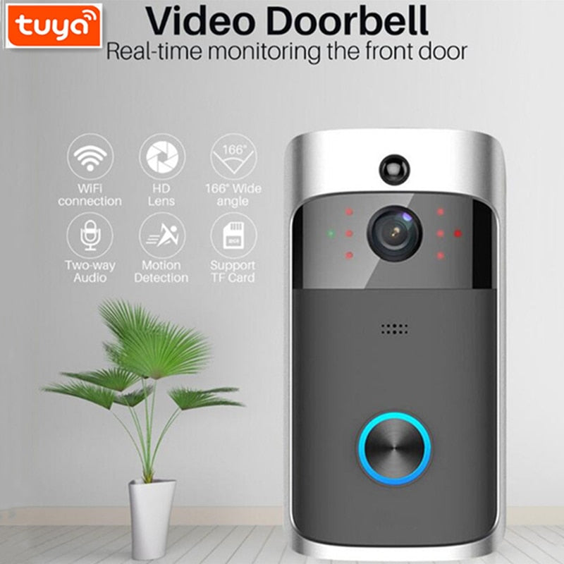 Tuya 1080P WiFi Video Doorbells Smart Security Doorbell Camera with PIR Motion Detect Two-way Intercom support Alexa Google Home