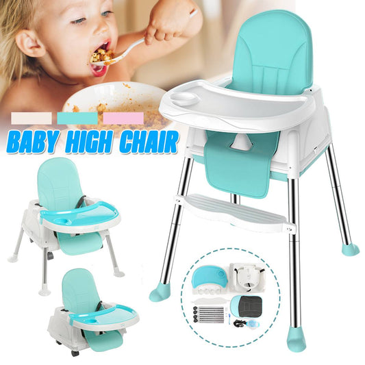 Adjustable High Chair Feeding Baby Booster Seat Children's Ride On Car Toys Kids Toddler Chair Folding Easy to Carry with Wheel