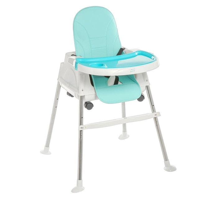 Adjustable High Chair Feeding Baby Booster Seat Children's Ride On Car Toys Kids Toddler Chair Folding Easy to Carry with Wheel