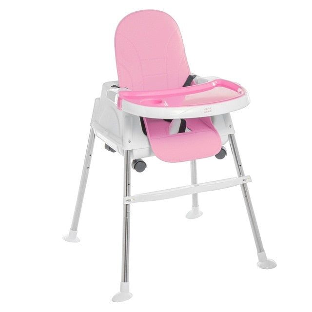 Adjustable High Chair Feeding Baby Booster Seat Children's Ride On Car Toys Kids Toddler Chair Folding Easy to Carry with Wheel