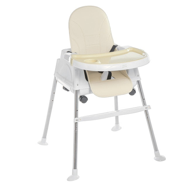 Adjustable High Chair Feeding Baby Booster Seat Children's Ride On Car Toys Kids Toddler Chair Folding Easy to Carry with Wheel