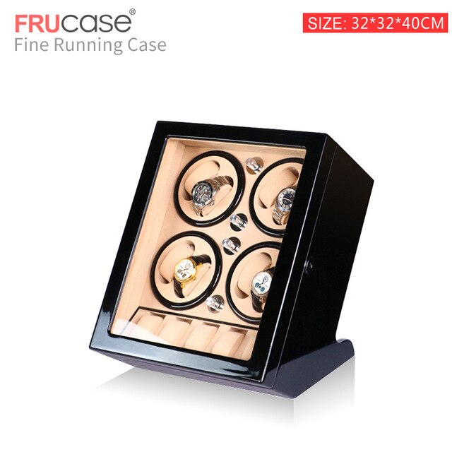 FRUCASE Black high finished Automatic Watch Winder watch jewelery cabinet display box collector storage Silence in bed room