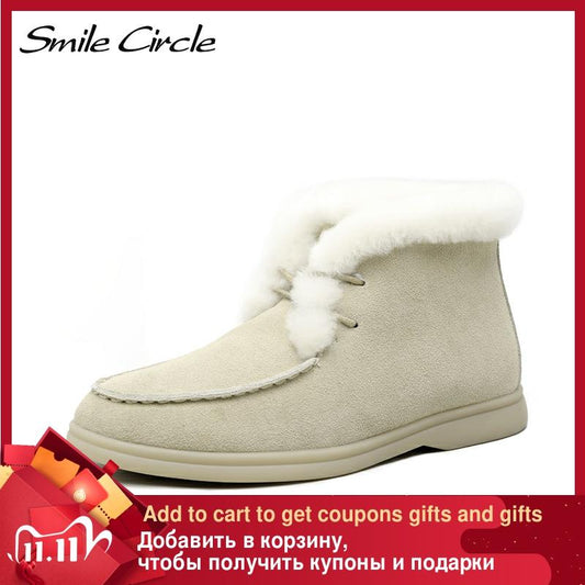 Smile Circle Women Snow Boots Natural fur