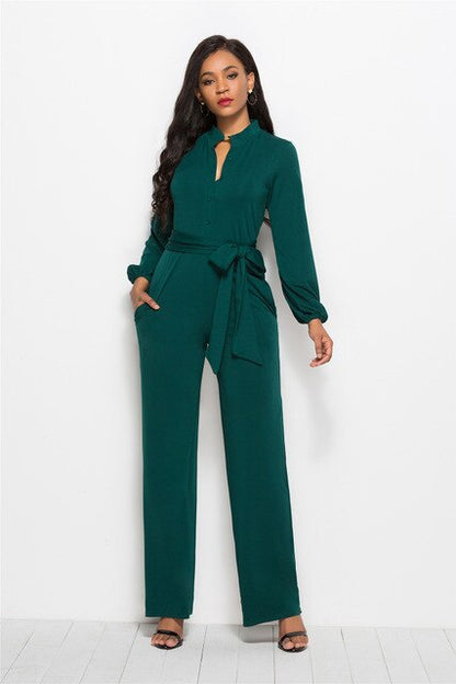 Women's Long Sleeve Jumpsuit Belt is included. It looks slim and tall and capable and experienced one piece jumpsuit
