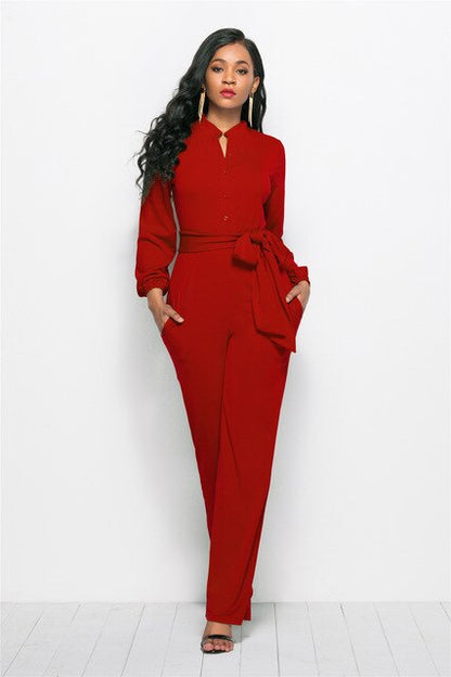 Women's Long Sleeve Jumpsuit Belt is included. It looks slim and tall and capable and experienced one piece jumpsuit