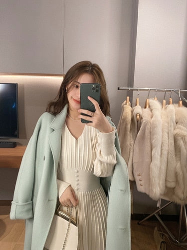 Knitted Dress Women Casual Long Sleeve Vintage Elegant Office Sweater Dress Female 2020 Winter One-piece Dress Korean Outerwear