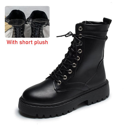 Rimocy White Black PU Leather Ankle Boots