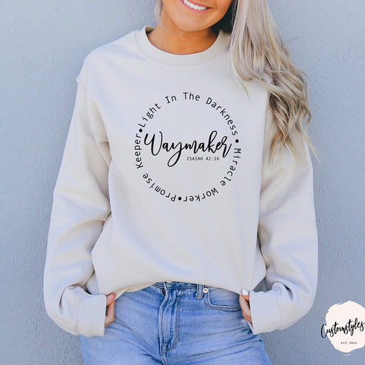 Waymaker Women's Sweater Miracle Worker Sweater Pullover Women Christian Hoodies Crewneck Long Sleeve Jumpers Bible Verse Tops