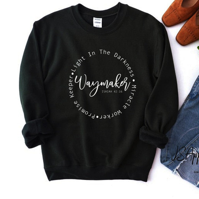 Waymaker Women's Sweater Miracle Worker Sweater Pullover Women Christian Hoodies Crewneck Long Sleeve Jumpers Bible Verse Tops