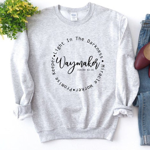 Waymaker Women's Sweater Miracle Worker Sweater Pullover Women Christian Hoodies Crewneck Long Sleeve Jumpers Bible Verse Tops