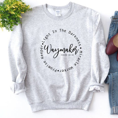 Waymaker Women's Sweater Miracle Worker Sweater Pullover Women Christian Hoodies Crewneck Long Sleeve Jumpers Bible Verse Tops