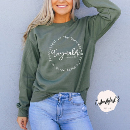 Waymaker Women's Sweater Miracle Worker Sweater Pullover Women Christian Hoodies Crewneck Long Sleeve Jumpers Bible Verse Tops