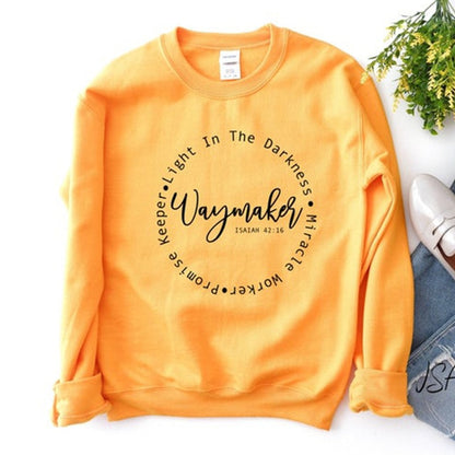 Waymaker Women's Sweater Miracle Worker Sweater Pullover Women Christian Hoodies Crewneck Long Sleeve Jumpers Bible Verse Tops