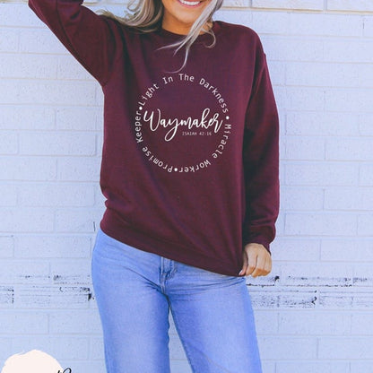 Waymaker Women's Sweater Miracle Worker Sweater Pullover Women Christian Hoodies Crewneck Long Sleeve Jumpers Bible Verse Tops