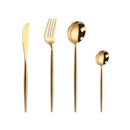 Gold Chopstick Spoon Knife Fork Sets