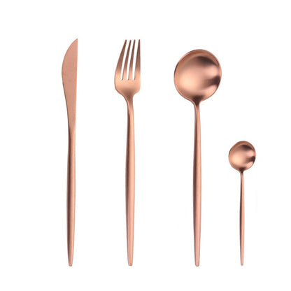 Gold Chopstick Spoon Knife Fork Sets