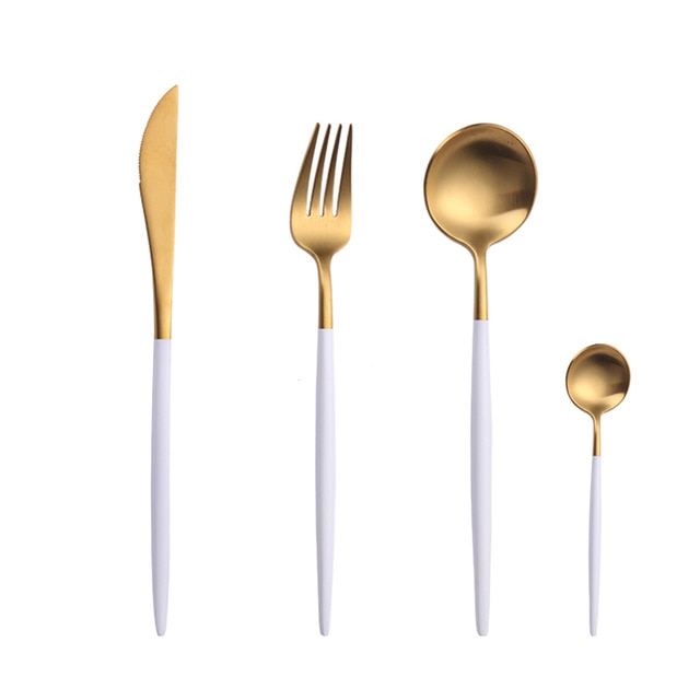Gold Chopstick Spoon Knife Fork Sets
