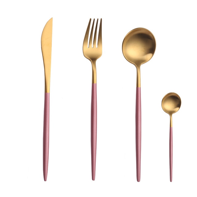 Gold Chopstick Spoon Knife Fork Sets