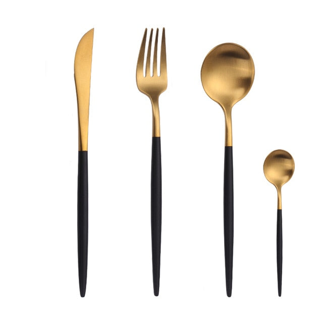 Gold Chopstick Spoon Knife Fork Sets
