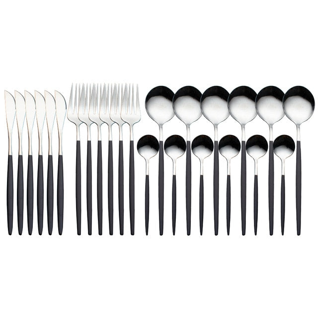 24pcs Gold Dinnerware Set Stainless Steel