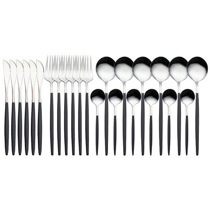 24pcs Gold Dinnerware Set Stainless Steel