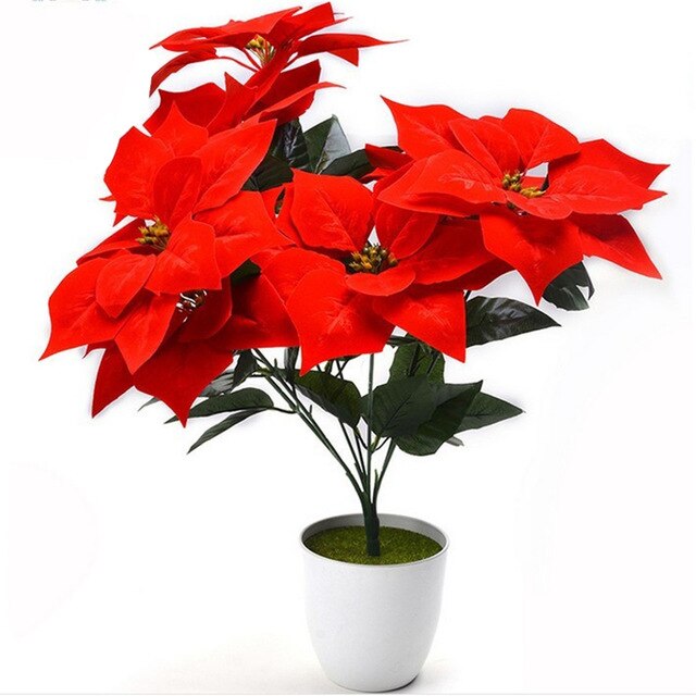 Poinsettia Flower Home Office Decoration