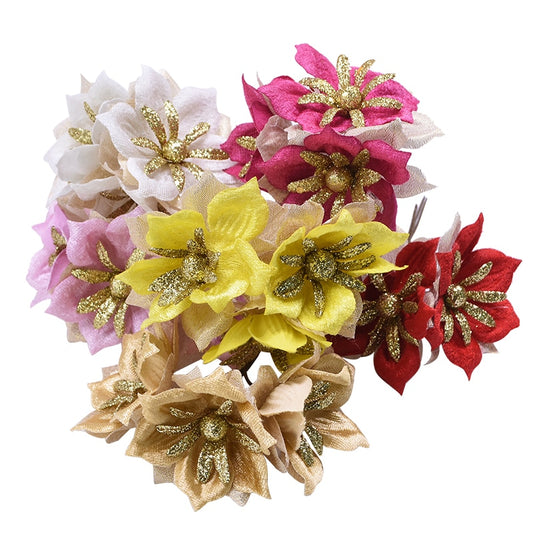 Glitter Poinsettia Flower Christmas Large Rose Flower