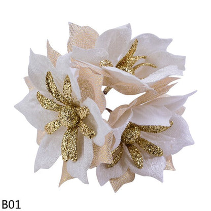 Glitter Poinsettia Flower Christmas Large Rose Flower