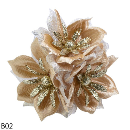 Glitter Poinsettia Flower Christmas Large Rose Flower