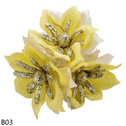 Glitter Poinsettia Flower Christmas Large Rose Flower