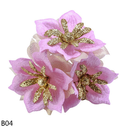 Glitter Poinsettia Flower Christmas Large Rose Flower