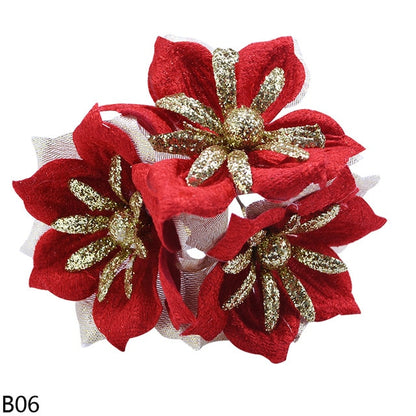 Glitter Poinsettia Flower Christmas Large Rose Flower