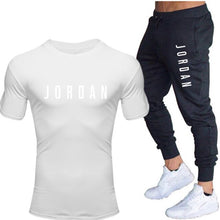 將圖片載入圖庫檢視器 Summer men&#39;s hot new letter printed cotton T-shirt + cotton sports pants casual suit men&#39;s sports leisure sports suit
