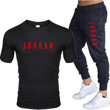 Cargar imagen en el visor de la galería, Summer men&#39;s hot new letter printed cotton T-shirt + cotton sports pants casual suit men&#39;s sports leisure sports suit
