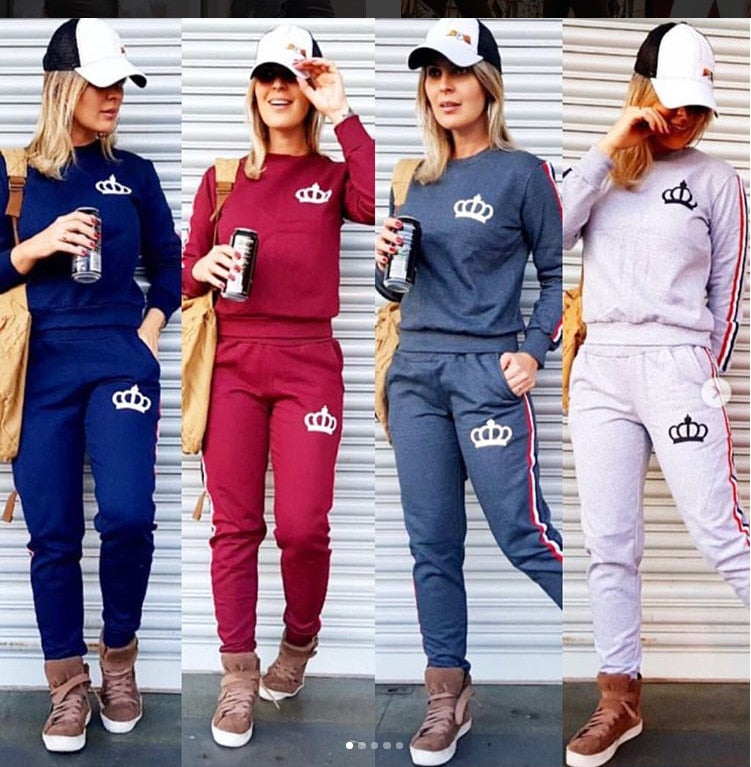 Brand women's track suit women's sports jogging fashion two-piece printed casual sportswear suit women
