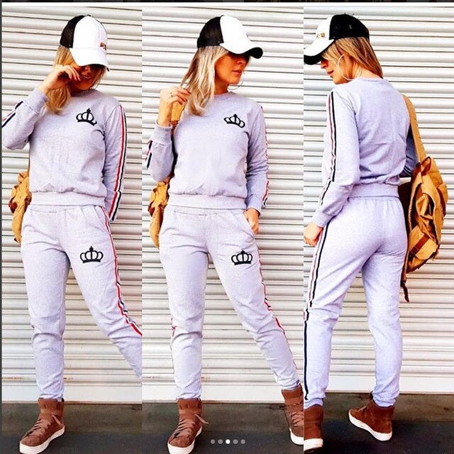 Brand women's track suit women's sports jogging fashion two-piece printed casual sportswear suit women