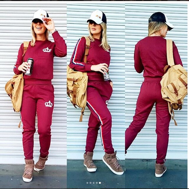 Brand women's track suit women's sports jogging fashion two-piece printed casual sportswear suit women