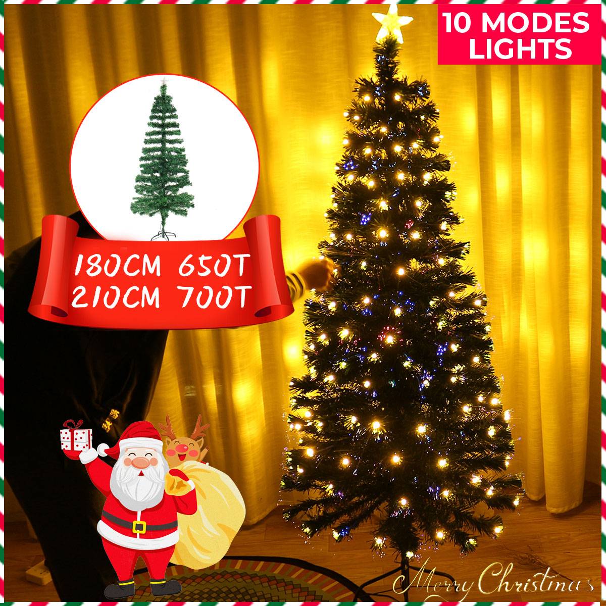 1.8M/2.1M 240Leds 10modes Light Christmas Tree Fairy Decoration Sweet Christmas Tress with Stand Party Decoration