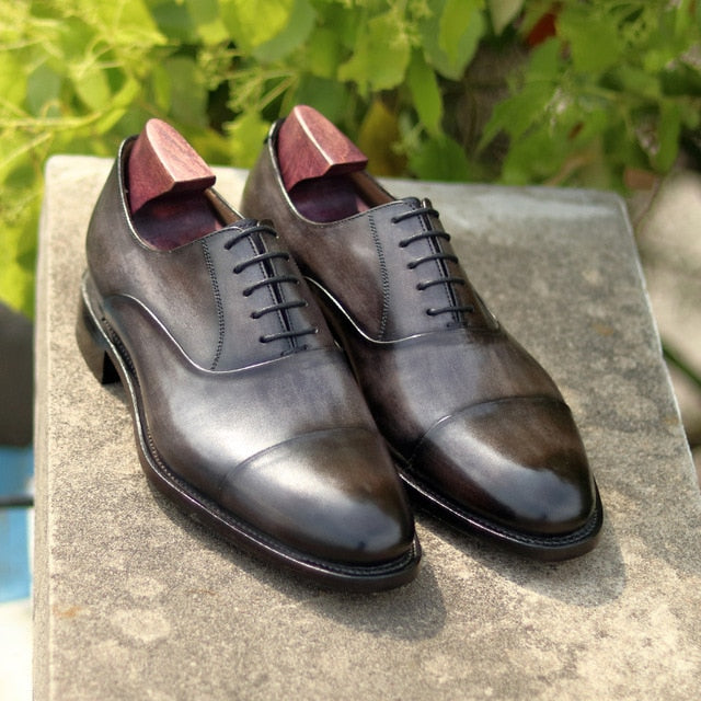 Cie Full Grain Calf Leather Goodyear Handmade Men Shoe Leather Outsole Bespoke Dress Oxford Captoe Office Leather Shoes OX808